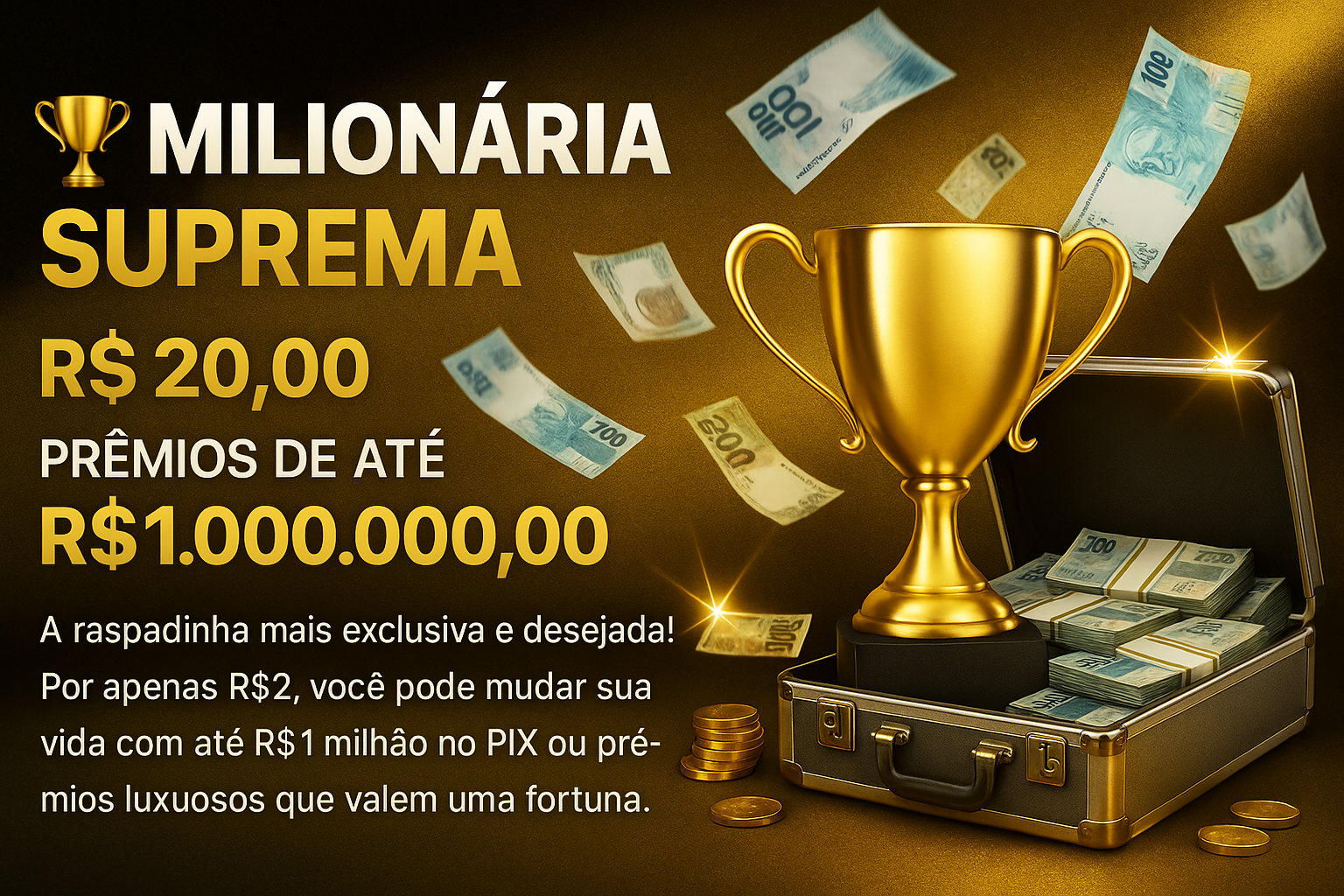 🏆 MILIONÁRIA SUPREMA — R$20,00 — PRÊMIOS DE ATÉ R$1.000.000,00